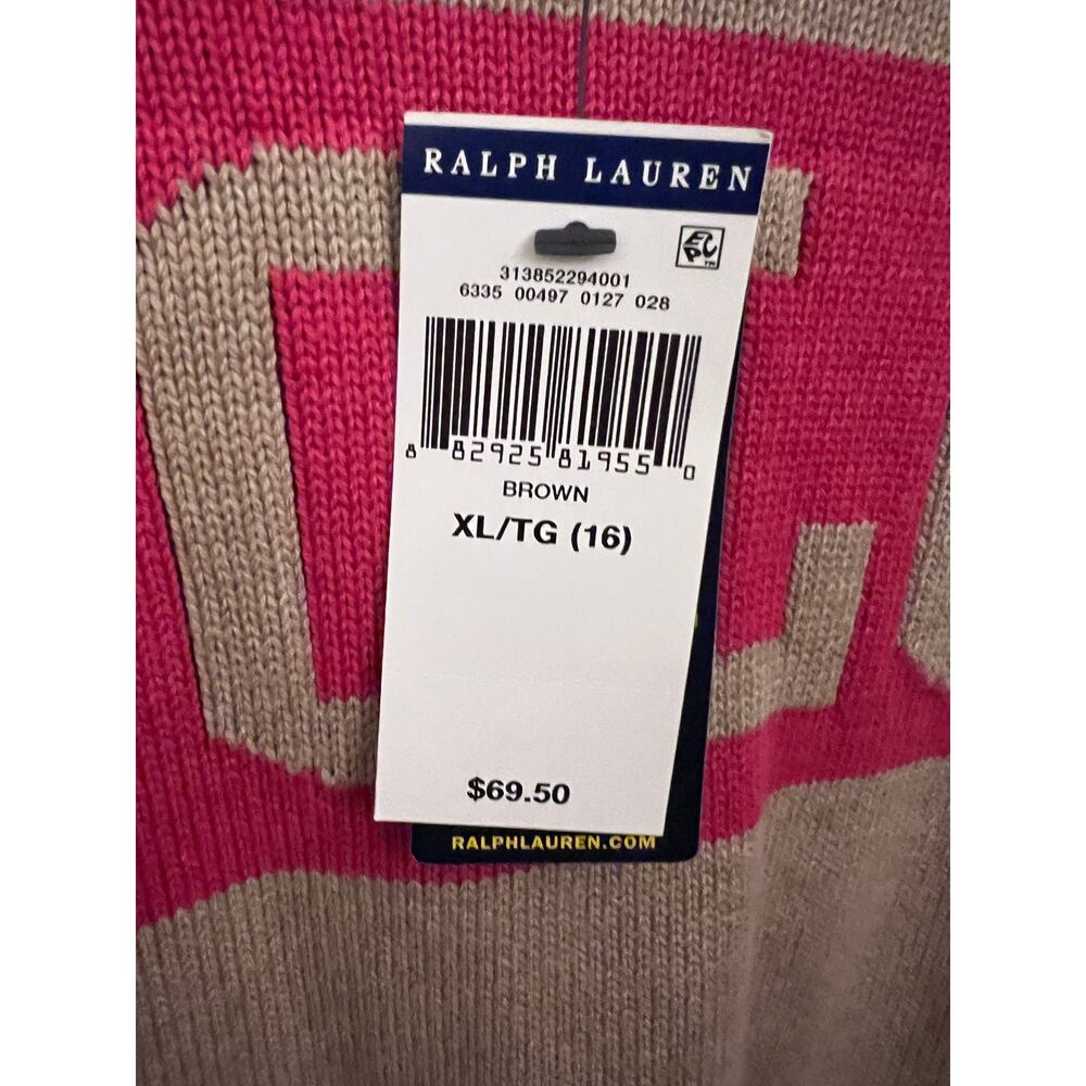 Polo Ralph Lauren Varsity Intarsia Logo Knit Sweater Girls XL(16) Preppy Classic - Picture 5 of 7